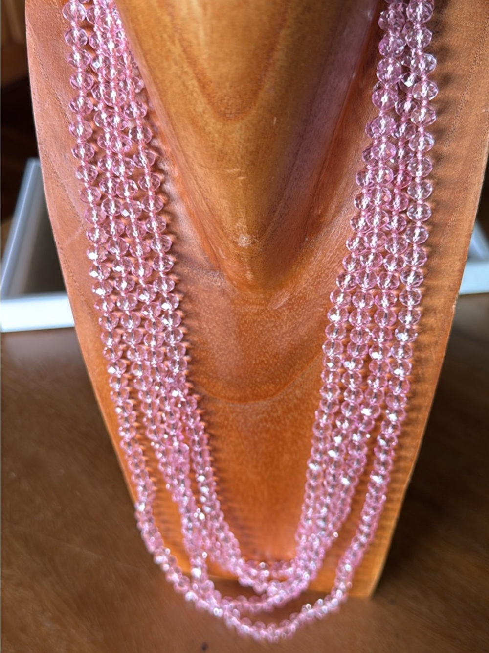 Set of Two Pink Multi-Strand Crystal Beaded Necklace - Women Jewelry